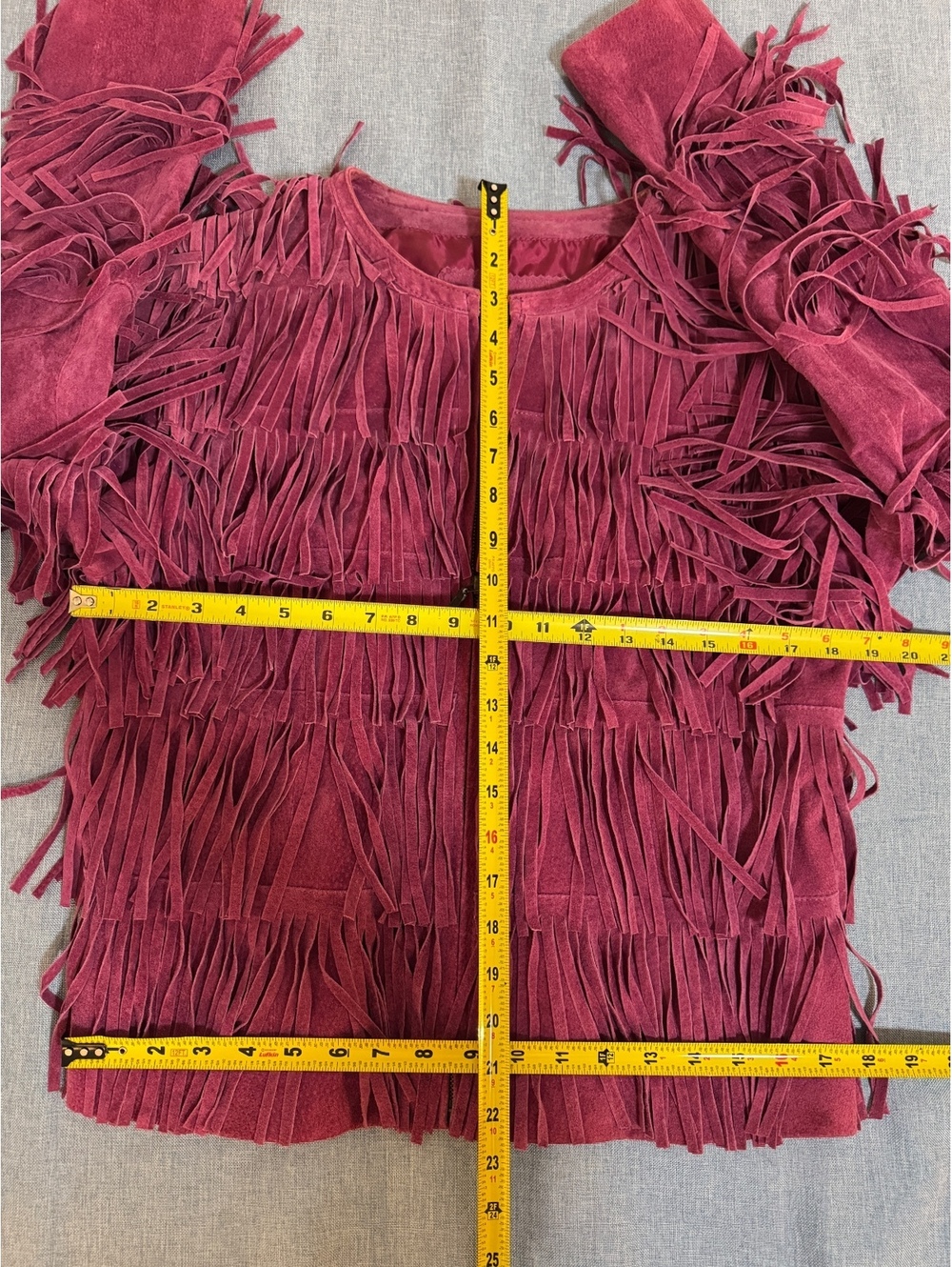 Prosper & Devine Fuchsia Suede Fringe Jacket Western Boho Cowgirl M - Picture 6 of 6